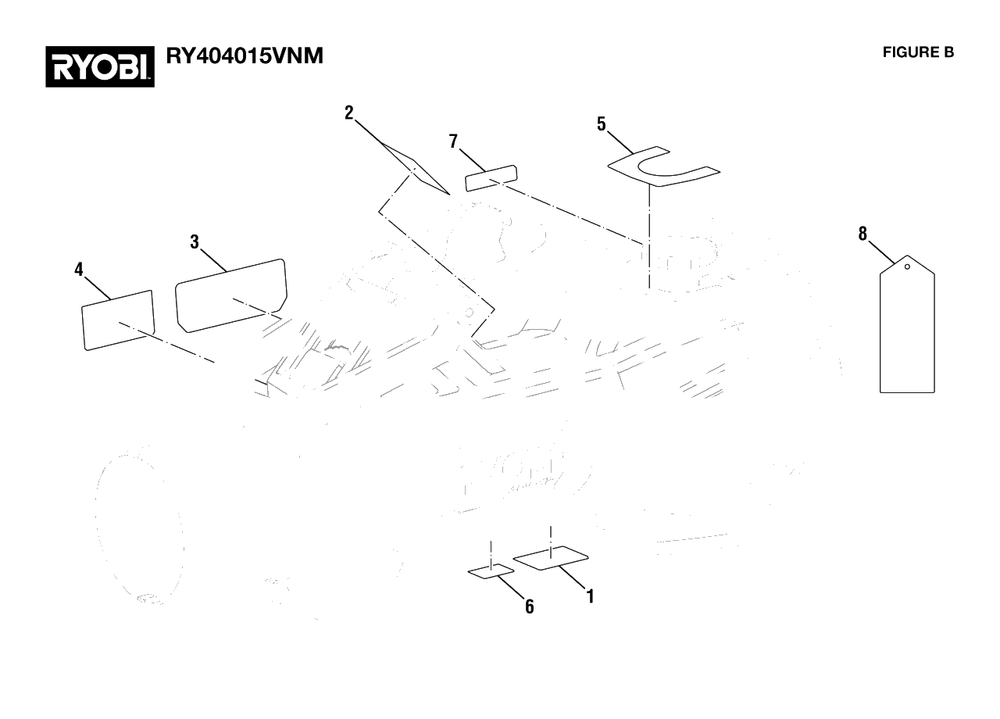 Figure B Diagram and Parts List for RY 404015 VNM (Rev 01)(108727001)(2022-06) Ryobi Leaf Blower / Vacuum