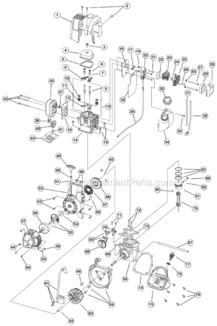 Page B Diagram and Parts List for 890R 41AD890A734 Ryobi Trimmer