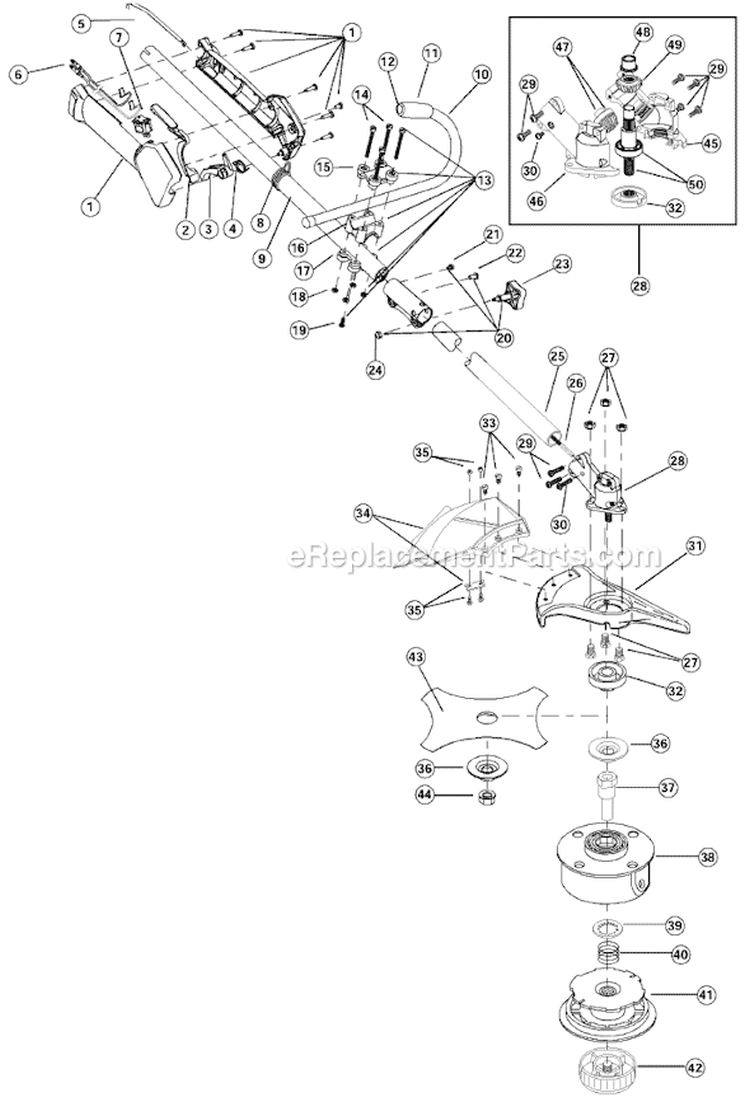 Page A Diagram and Parts List for 890R 41BD890A034 Ryobi Trimmer