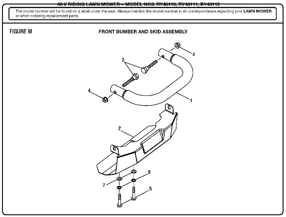 Figure M Diagram and Parts List for RY 48111 (Rev 03)(099749002)(2017-05) Ryobi Lawn Tractor