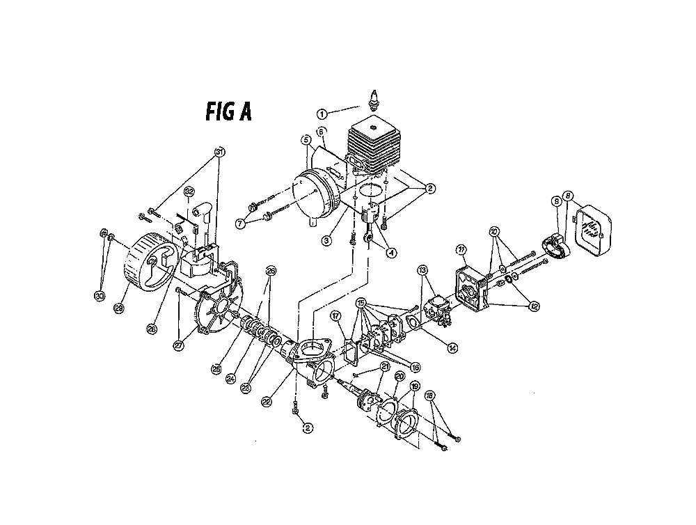Fig-0 Diagram and Parts List for 200-2 009120701 Ryobi Leaf Blower / Vacuum