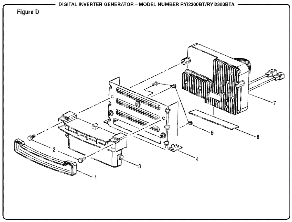Figure D Diagram and Parts List for RY I2300 BTA (Rev 01)(090930330)(2017-07) Ryobi Generator