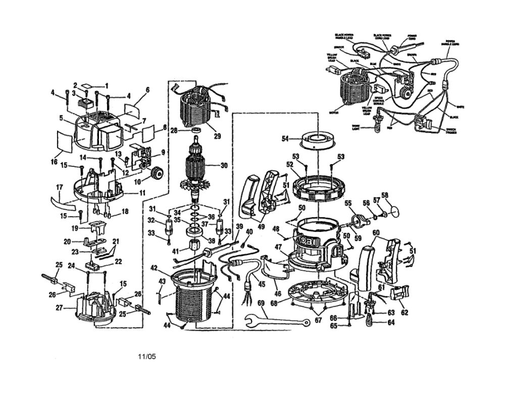 Router Diagram and Parts List for RE-170  Ryobi Router