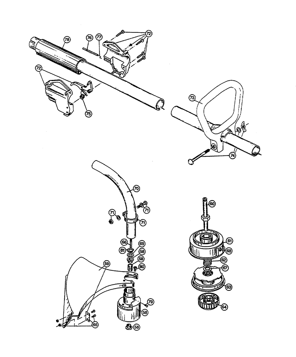 Fig-1 Diagram and Parts List for SUPREME 810046501-910045200 Ryobi Trimmer