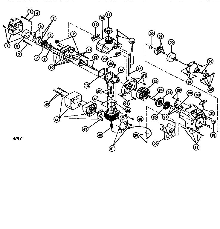 Engine Diagram and Parts List for 725R 512000001 AND GREATER Ryobi Trimmer