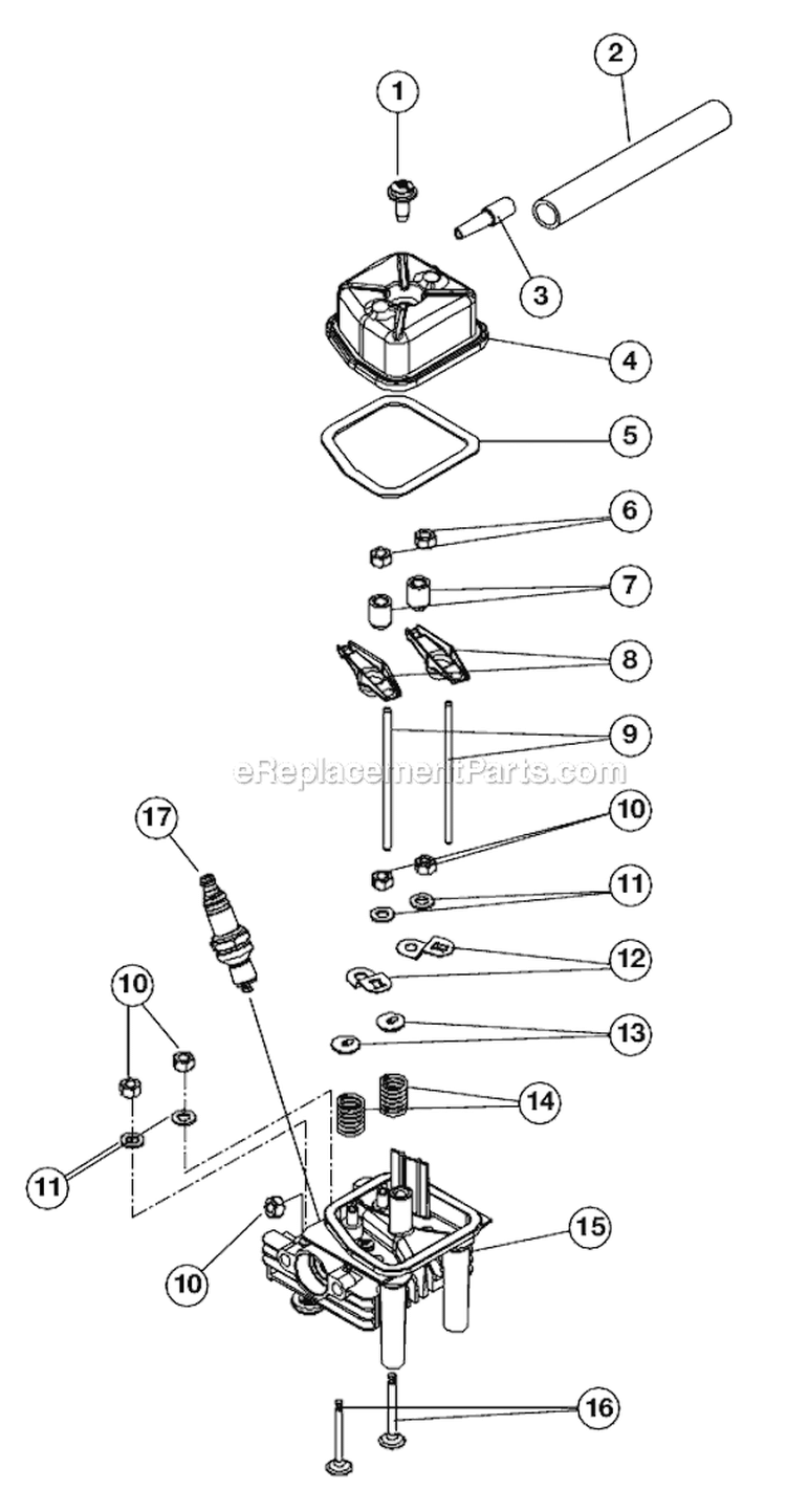 Head and Valves Diagram and Parts List for 990R 611000001 Ryobi Trimmer