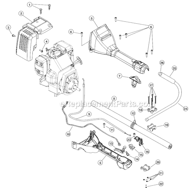Upper Shaft Assembly Diagram and Parts List for 990R 611000001 Ryobi Trimmer