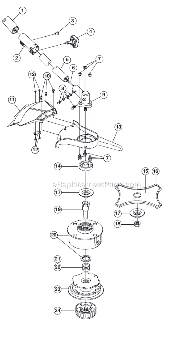 Lower Shaft Assembly Diagram and Parts List for 990R 611000001 Ryobi Trimmer