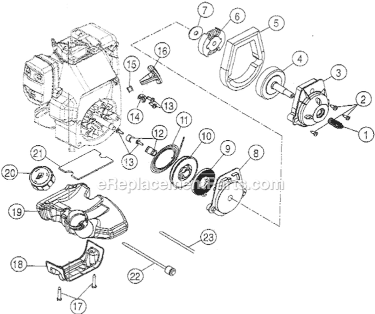 Clutch / Starter Diagram and Parts List for 990R 411088141 Ryobi Trimmer