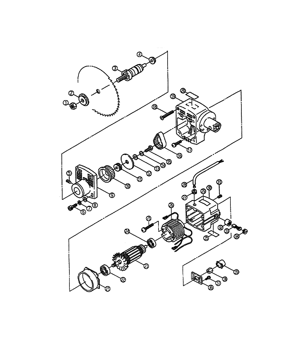 Fig-0 Diagram and Parts List for RA-2500N  Ryobi Saw