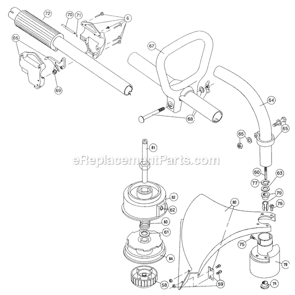 Page B Diagram and Parts List for RYAN265-1 709017001-809011001 Ryobi Trimmer