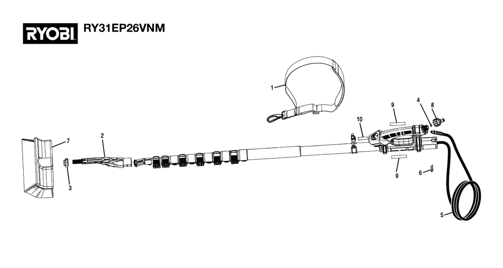 General Assembly Diagram and Parts List for RY 31 EP26 VNM (Rev 01)(095790009)(2021-06) Ryobi Miscellaneous
