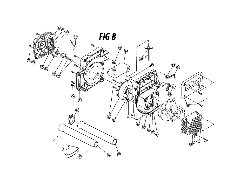 Fig-1 Diagram and Parts List for 200-1 909018527-009120700 Ryobi Leaf Blower / Vacuum