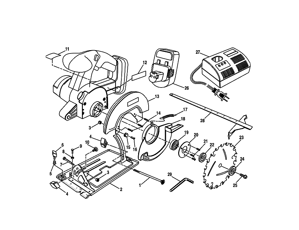 Fig-0 Diagram and Parts List for R10630  Ryobi Saw