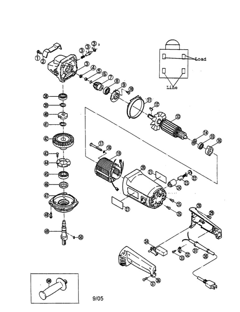 Sander-Grinder Diagram and Parts List for G-1815C  Ryobi Sander Grinder
