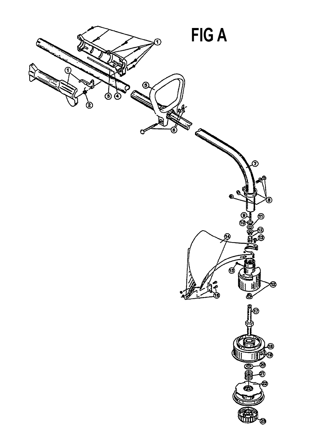 Fig-1 Diagram and Parts List for IDC500 304051231 Ryobi Trimmer