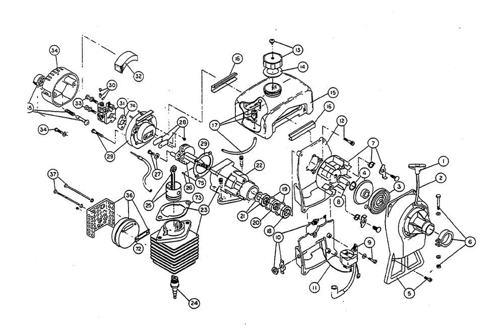 Fig-0 Diagram and Parts List for RYAN B270  Ryobi Trimmer