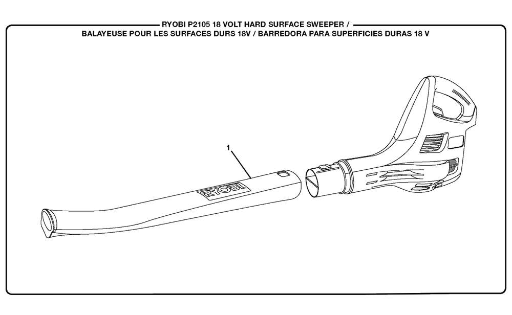 General Assembly Diagram and Parts List for P 2105 VN (Rev 04)(107901008)(2020-01) Ryobi Leaf Blower / Vacuum