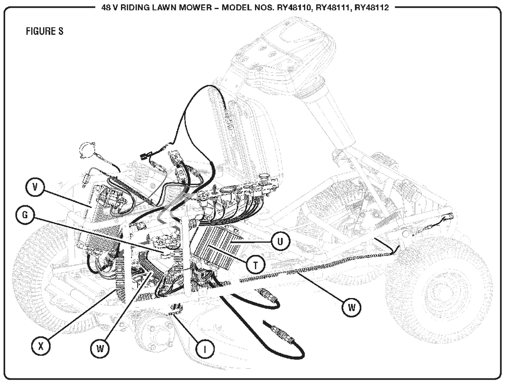 Figure S Diagram and Parts List for RY 48111 (Rev 03)(099749002)(2017-05) Ryobi Lawn Tractor