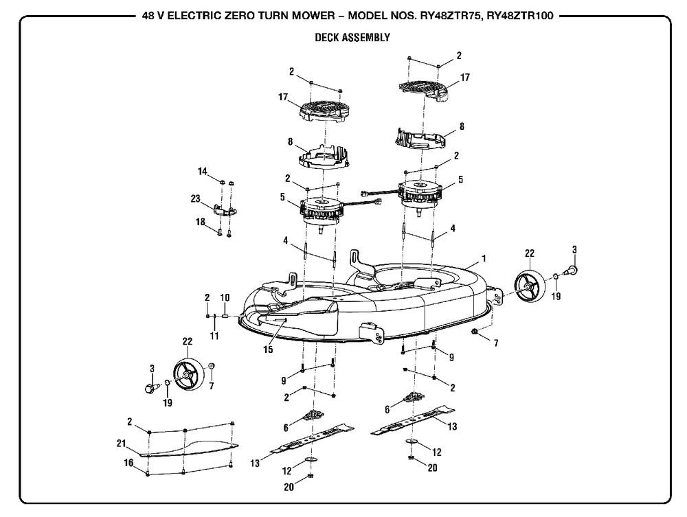 Figure F Diagram and Parts List for RY 48ZTR75 (Rev 01)(099749015)(2019-05) Ryobi Lawn Tractor