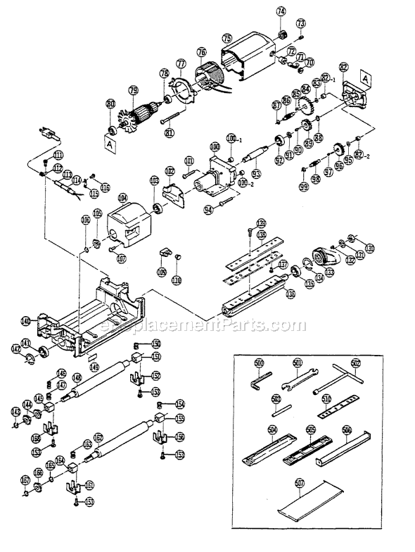 Page B Diagram and Parts List for AP-10  Ryobi Planer Jointer