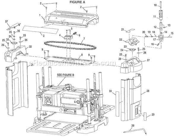 Page A Diagram and Parts List for AP1300  Ryobi Planer Jointer