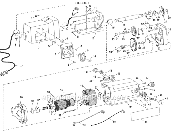 Page F Diagram and Parts List for AP1300  Ryobi Planer Jointer