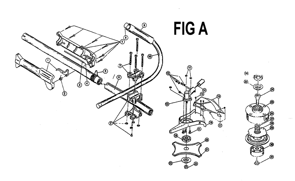 Fig-1 Diagram and Parts List for IDC580 206042751 Ryobi Trimmer
