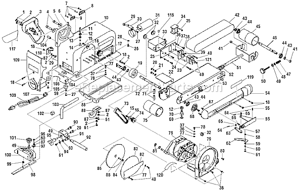 Page A Diagram and Parts List for BD4600  Ryobi Belt or Drum Sander