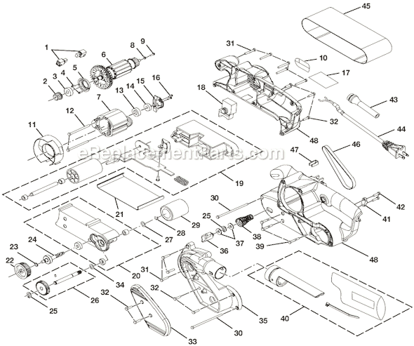 Page A Diagram and Parts List for BE318-2  Ryobi Belt or Drum Sander