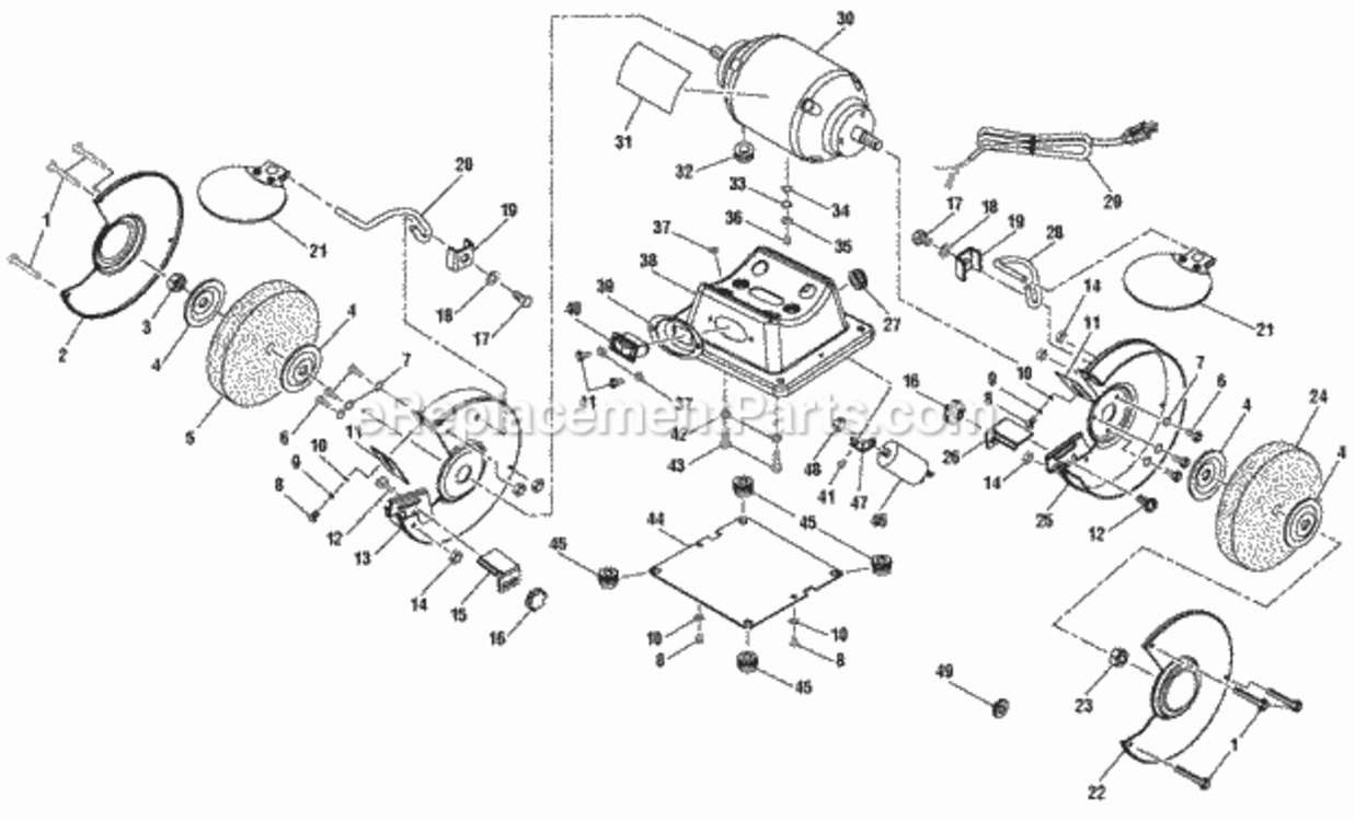 General_Assembly Diagram and Parts List for BGH6110SB  Ryobi Angle Grinder