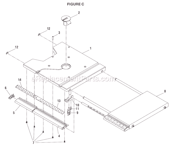 Page C Diagram and Parts List for BS1001SV  Ryobi Band Saw