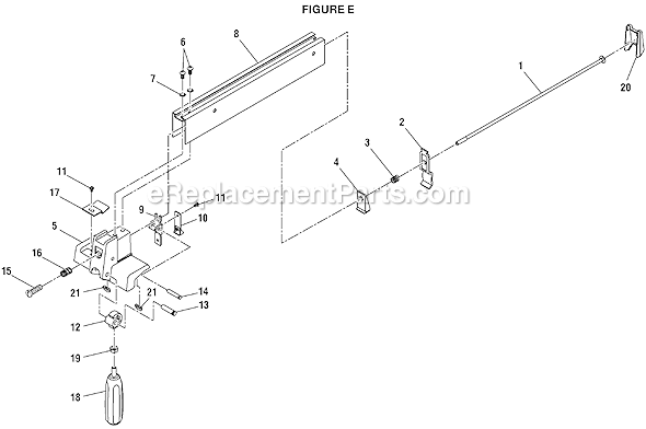 Page E Diagram and Parts List for BS1001SV  Ryobi Band Saw