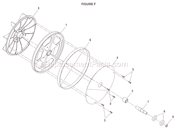 Page F Diagram and Parts List for BS1001SV  Ryobi Band Saw