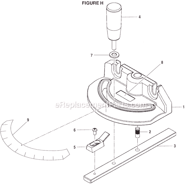 Page H Diagram and Parts List for BS1001SV  Ryobi Band Saw