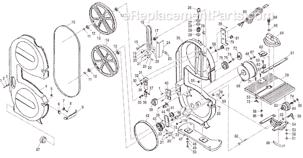 Page A Diagram and Parts List for BS901  Ryobi Band Saw