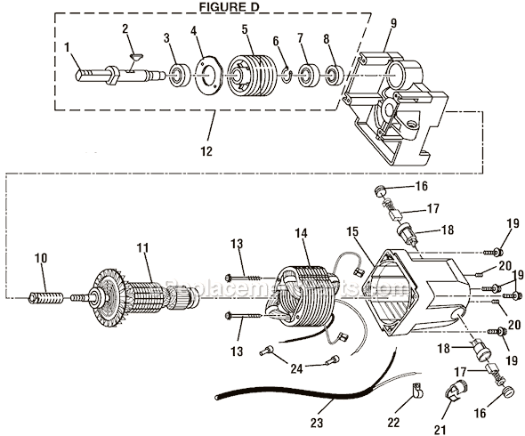 Page D Diagram and Parts List for BT3100  Ryobi Table Saw