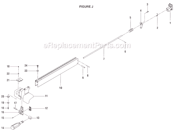 Page J Diagram and Parts List for BTS15  Ryobi Table Saw