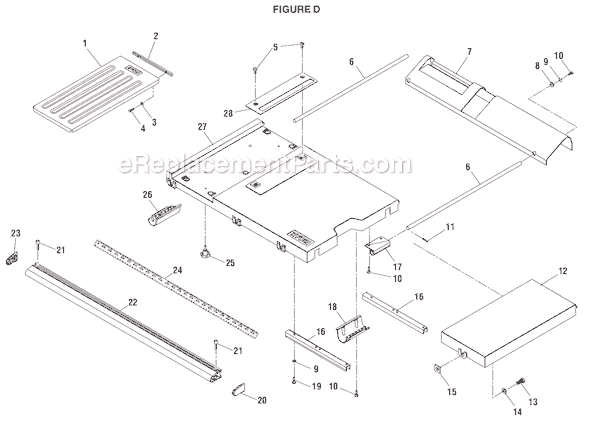 Page D Diagram and Parts List for BTS15  Ryobi Table Saw