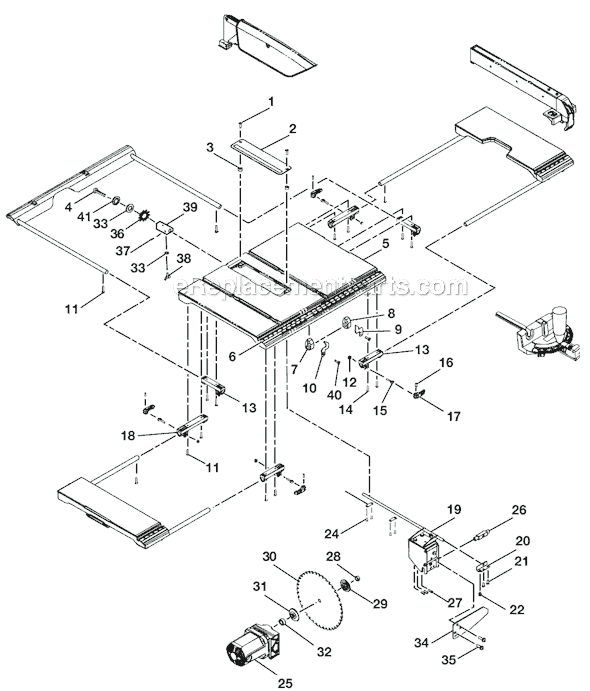 Page A Diagram and Parts List for BTS16  Ryobi Table Saw