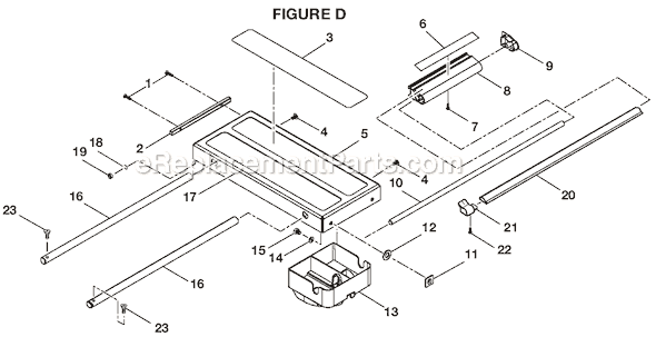 Page D Diagram and Parts List for BTS20R  Ryobi Table Saw