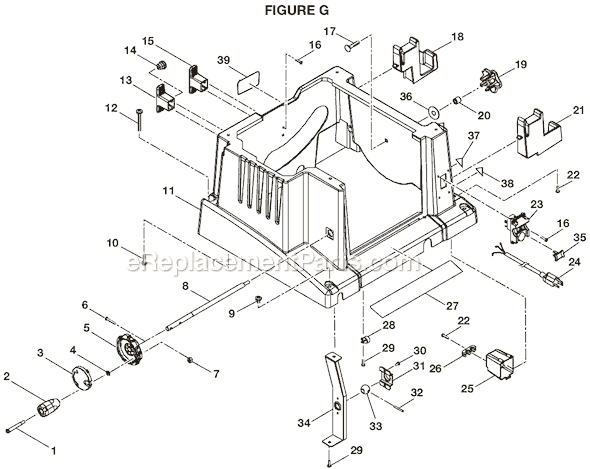 Page G Diagram and Parts List for BTS20R  Ryobi Table Saw