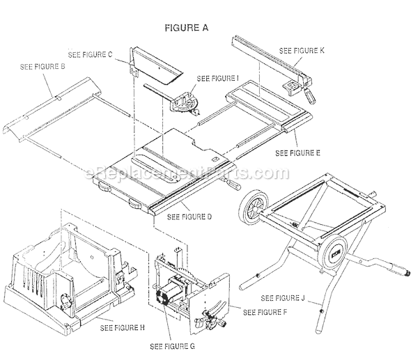 Page A Diagram and Parts List for BTS20  Ryobi Table Saw