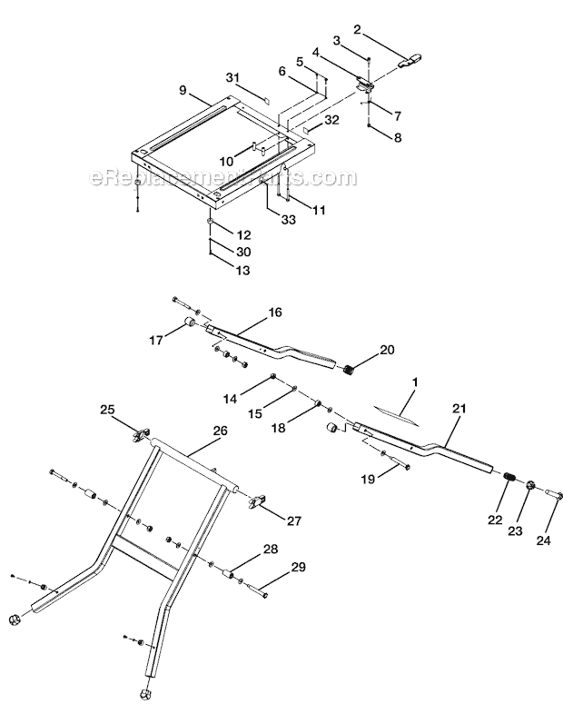 Page D Diagram and Parts List for BTS211  Ryobi Table Saw