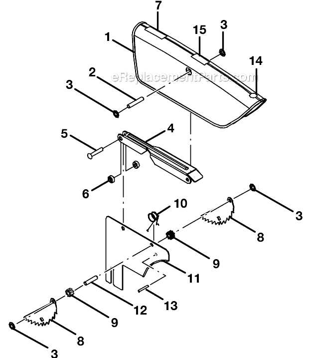 Page E Diagram and Parts List for BTS211  Ryobi Table Saw