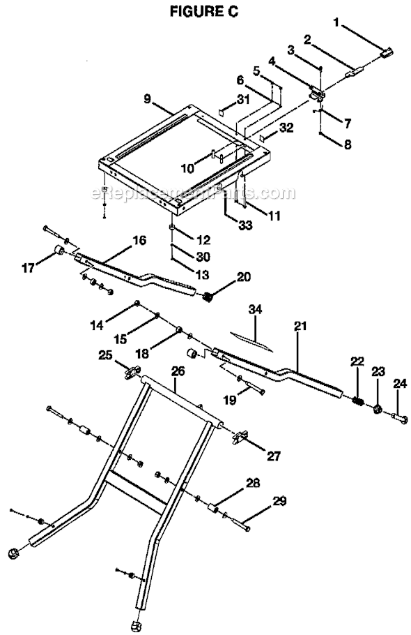 Page C Diagram and Parts List for BTS21  Ryobi Table Saw