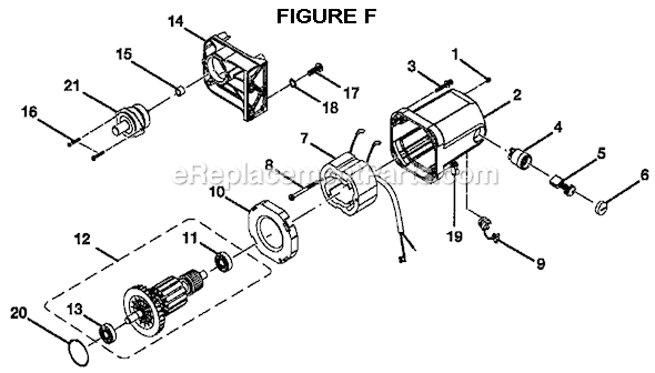 Page F Diagram and Parts List for BTS21  Ryobi Table Saw
