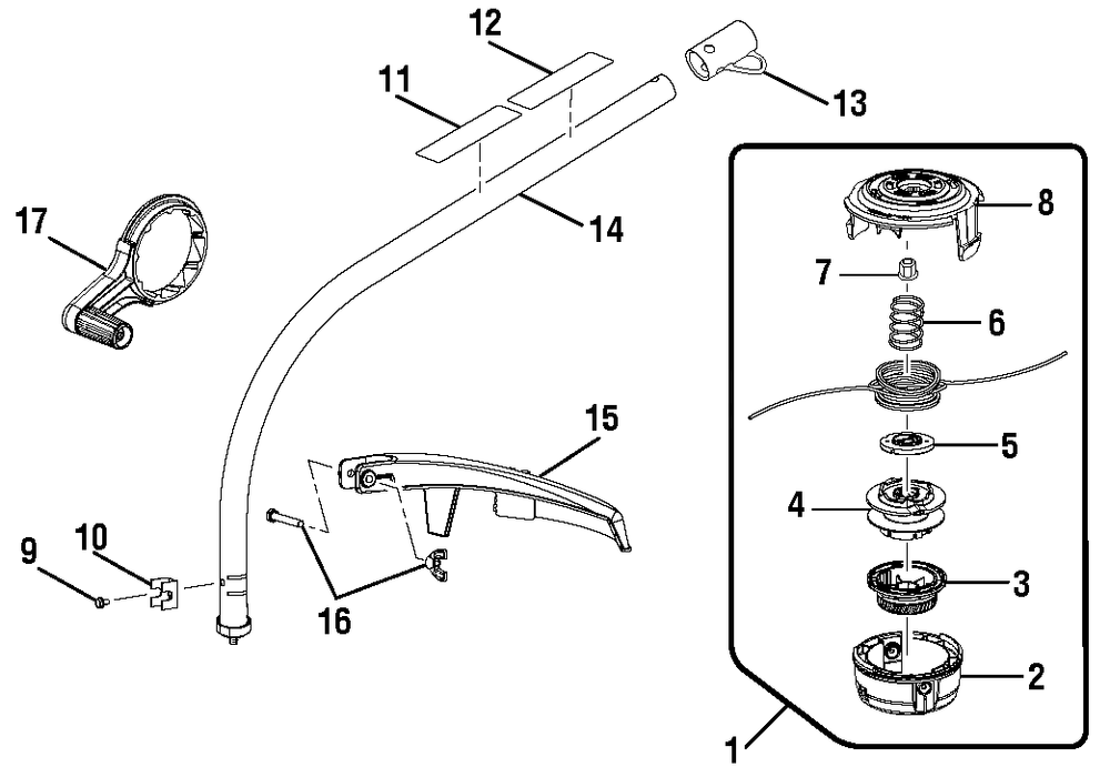 General Assembly (Part 1) Diagram and Parts List for RY 253 SS (Rev 02)(090333030)(2018-02) Ryobi Trimmer