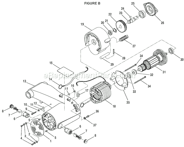 Page B Diagram and Parts List for C357  Ryobi Chop Saw