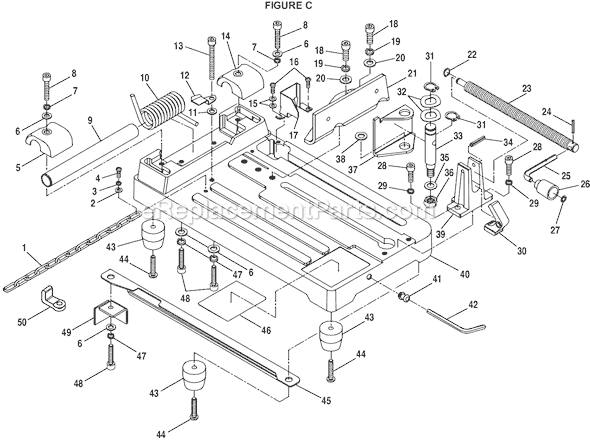 Page C Diagram and Parts List for C357  Ryobi Chop Saw